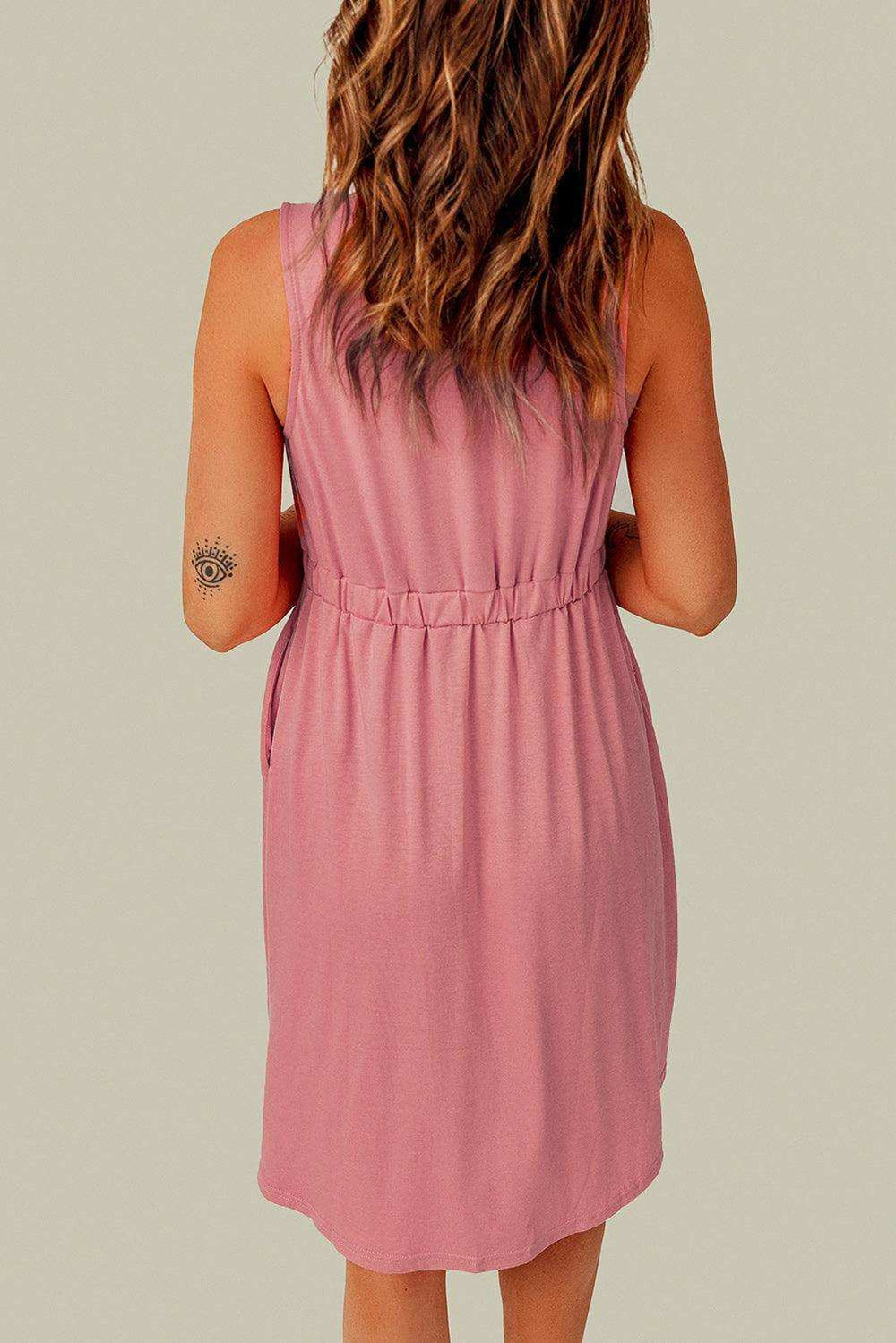 Sleeveless Button Down Mini Dress - Trendsi - Flyclothing LLC