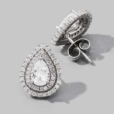 925 Sterling Silver Zircon Teardrop Shape Stud Earrings - Trendsi - Flyclothing LLC
