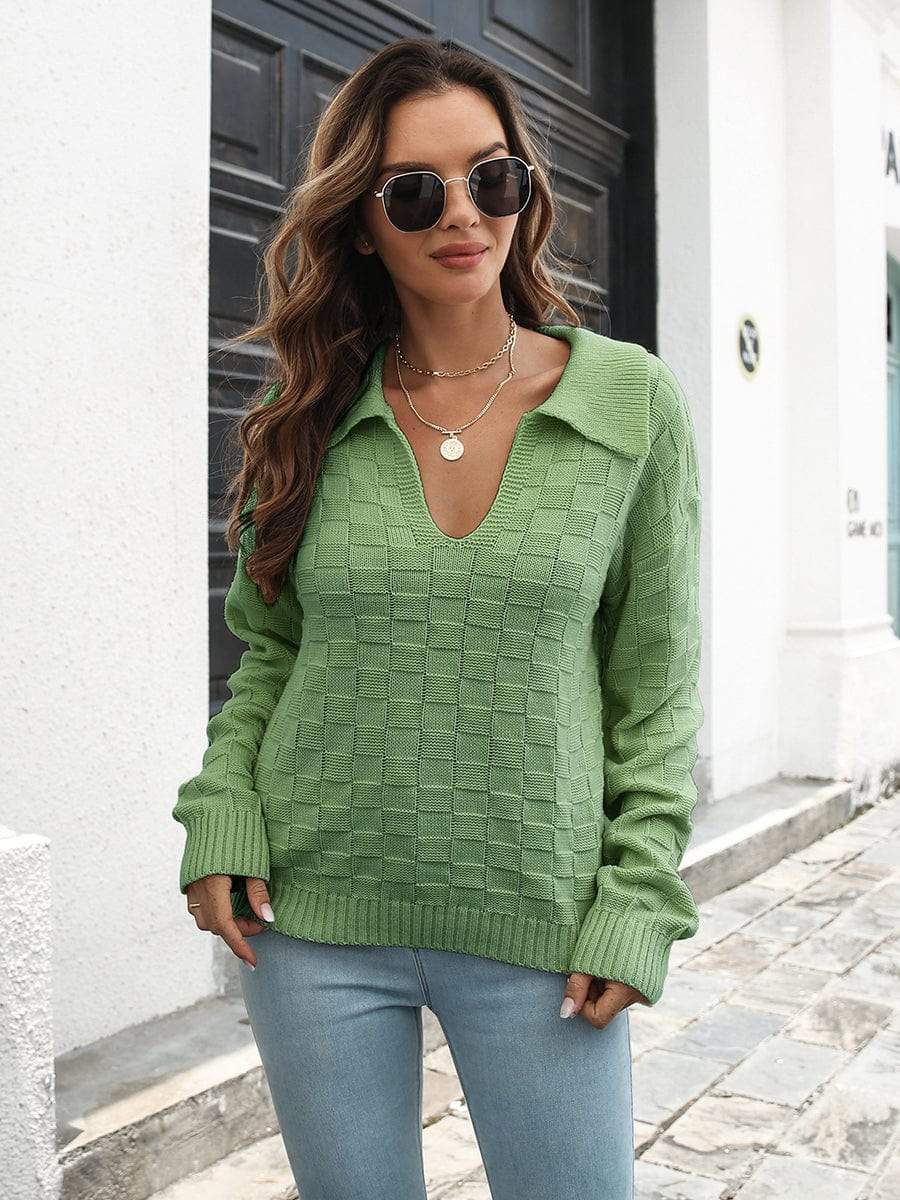 Johnny Collar Dropped Shoulder Sweater - Trendsi - Flyclothing LLC