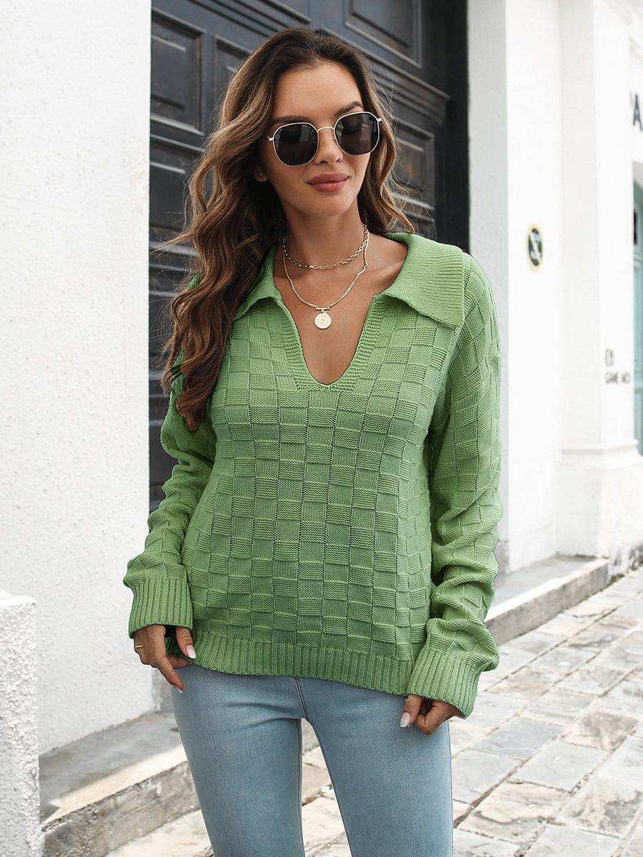 Johnny Collar Dropped Shoulder Sweater - Trendsi - Flyclothing LLC