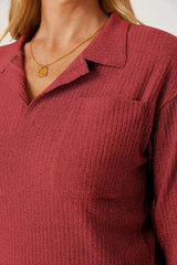 Collared Neck Dropped Shoulder T-Shirt - Trendsi
