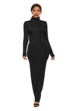 Mock Neck Long Sleeve Maxi Slim Dress - Trendsi - Flyclothing LLC