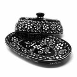 Encantada Handmade Pottery Butter Dish, Black & White - Encantada - Flyclothing LLC