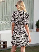 Floral Mock Neck Mini Dress - Trendsi - Flyclothing LLC