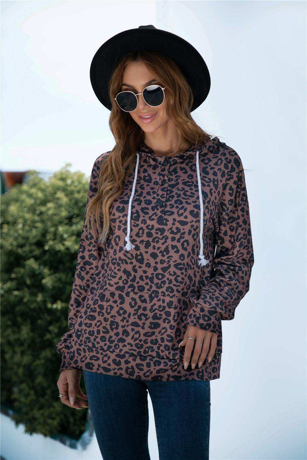 Full Size Printed Quarter-Snap Drop Shoulder Hoodie - Trendsi - Flyclothing LLC