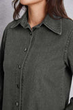 Collared Neck Button Up Denim Top - Trendsi - Flyclothing LLC
