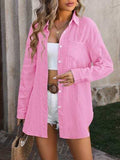 Textured Button Up Dropped Shoulder Shirt - Trendsi - Flyclothing LLC