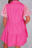 Sequin Button Up Tiered Dress - Trendsi - Flyclothing LLC