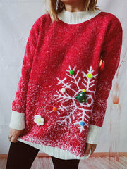 Christmas Element Round Neck Sweater and Scarf Set
