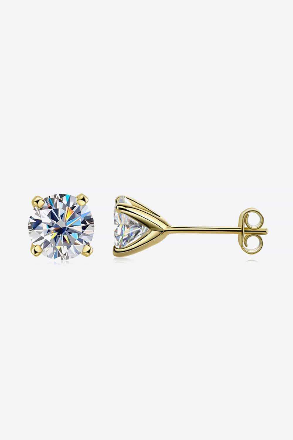 925 Sterling Silver 1 Carat Moissanite 4-Prong Stud Earrings - Trendsi - Flyclothing LLC
