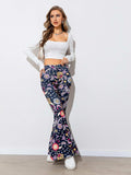 Floral High Waist Flare Leg Pants - Trendsi - Flyclothing LLC