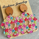 Flower Shape Acrylic Dangle Earrings - Trendsi - Flyclothing LLC