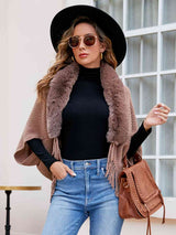 Open Front Fringe Hem Poncho - Trendsi - Flyclothing LLC