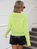 V-Neck Dropped Shoulder Long Sleeve Knit Top - Trendsi - Flyclothing LLC