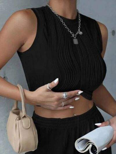 Round Neck Cropped Tank - Trendsi - Flyclothing LLC