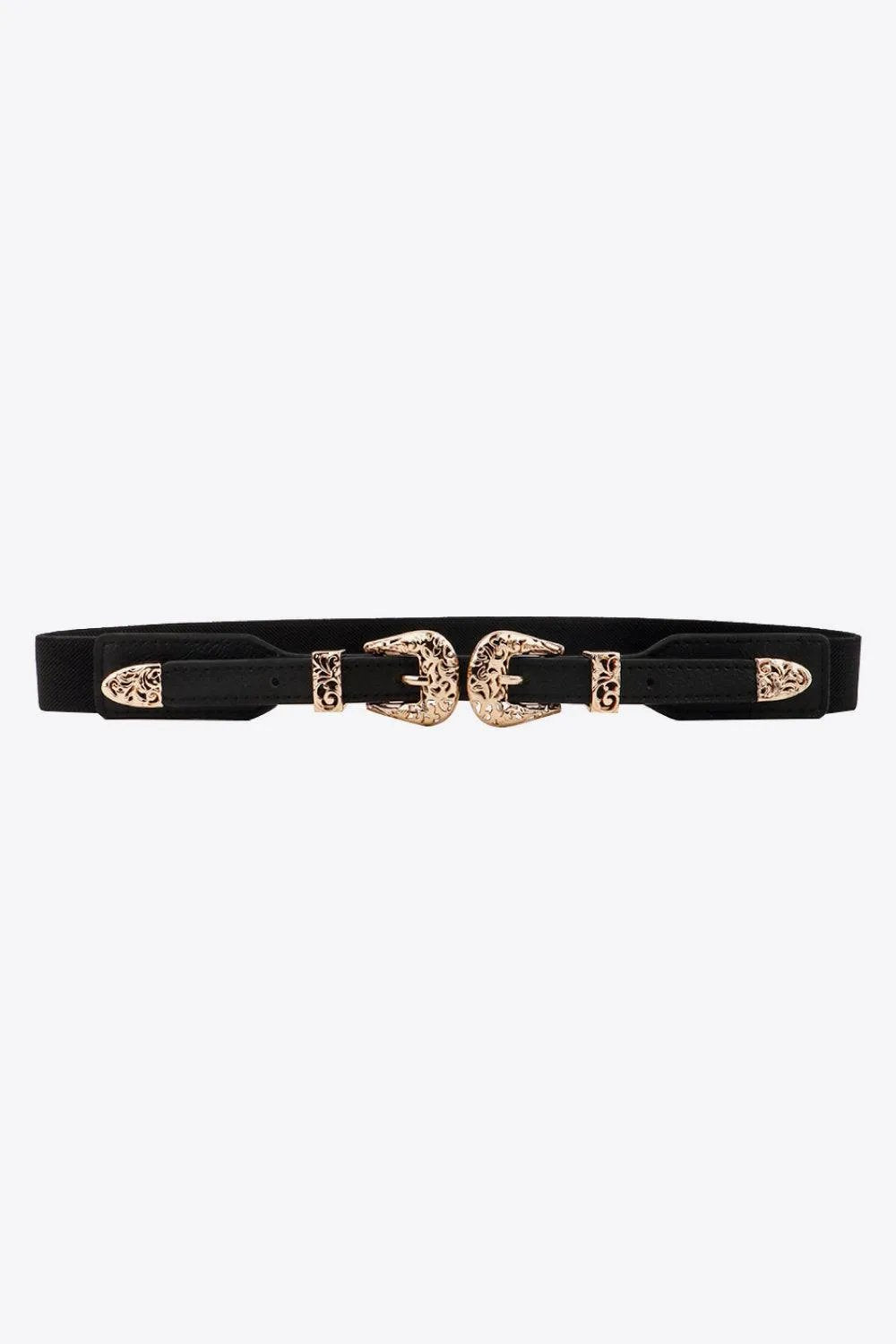 Double Buckle Elastic Belt - Trendsi