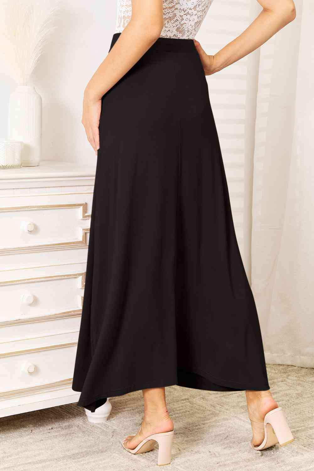 Double Take Full Size Soft Rayon Drawstring Waist Maxi Skirt Rayon - Trendsi - Flyclothing LLC