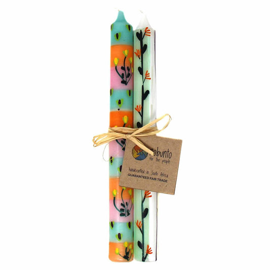 Tall Hand Painted Candles - Pair -Imbali Design - Nobunto - Flyclothing LLC
