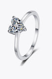 925 Sterling Silver Heart-Shaped Moissanite Solitaire Ring - Trendsi