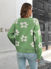 Floral Dropped Shoulder Sweater - Trendsi
