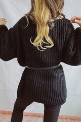 Boat Neck Dropped Shoulder Mini Sweater Dress - Trendsi - Flyclothing LLC
