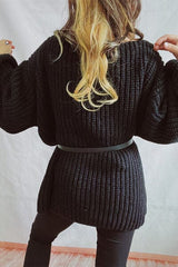Boat Neck Dropped Shoulder Mini Sweater Dress - Trendsi