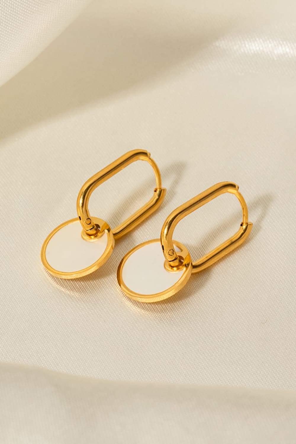 Copper White Mother-Of-Pearl Drop Earrings - Trendsi - Flyclothing LLC
