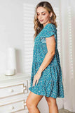 Double Take Short Flounce Sleeve Tiered Dress - Trendsi - Flyclothing LLC