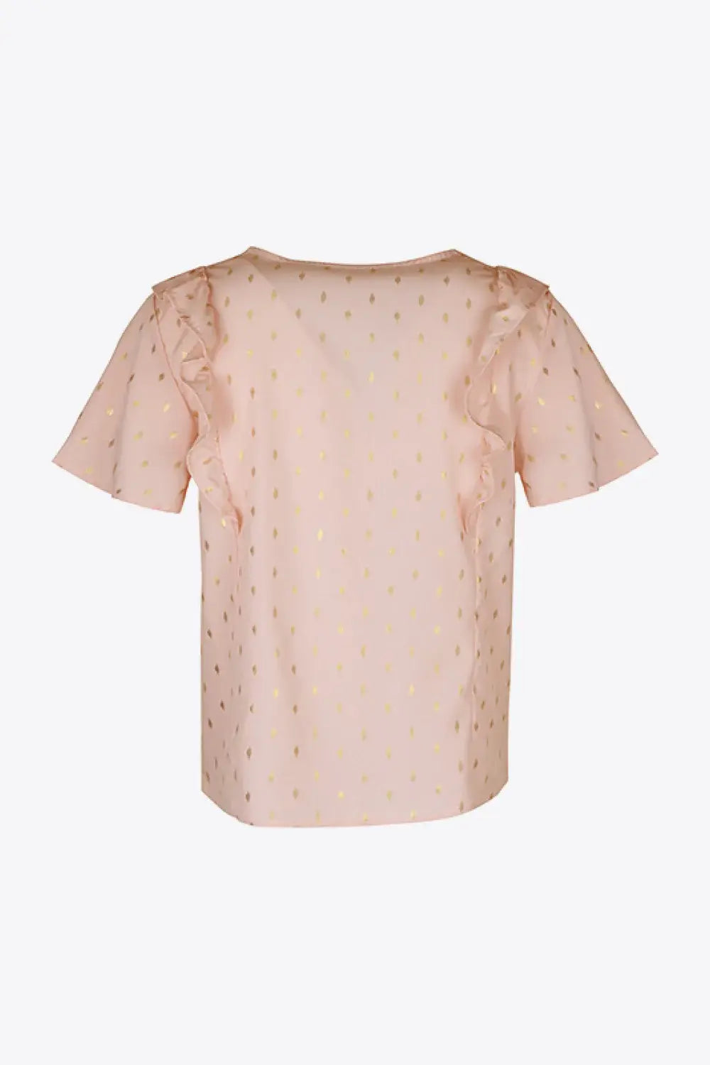 Printed Ruffle Trim Pleated Detail Blouse - Trendsi - Flyclothing LLC