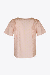 Printed Ruffle Trim Pleated Detail Blouse - Trendsi - Flyclothing LLC