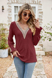 Eyelet V-Neck Smocked Flounce Sleeve Blouse - Trendsi - Flyclothing LLC