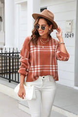 Printed Round Neck Dropped Shoulder Sweater - Trendsi - Flyclothing LLC