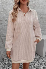 Johnny Collar Dropped Shoulder Dress - Trendsi - Flyclothing LLC