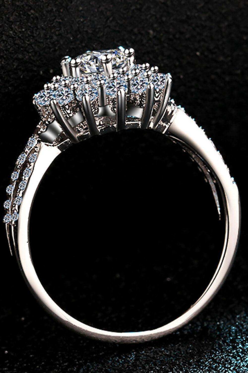 Moissanite Flower-Shape Split Shank Ring - Trendsi - Flyclothing LLC