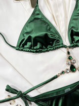Rhinestone Decor Halter Neck Bikini Set - Trendsi - Flyclothing LLC