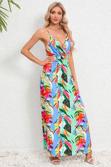 Printed Surplice Maxi Cami Dress - Trendsi