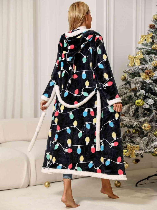 Tie Waist Hooded Robe - Trendsi