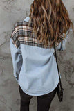 Plaid Pocketed Button Up Denim Jacket - Trendsi - Flyclothing LLC