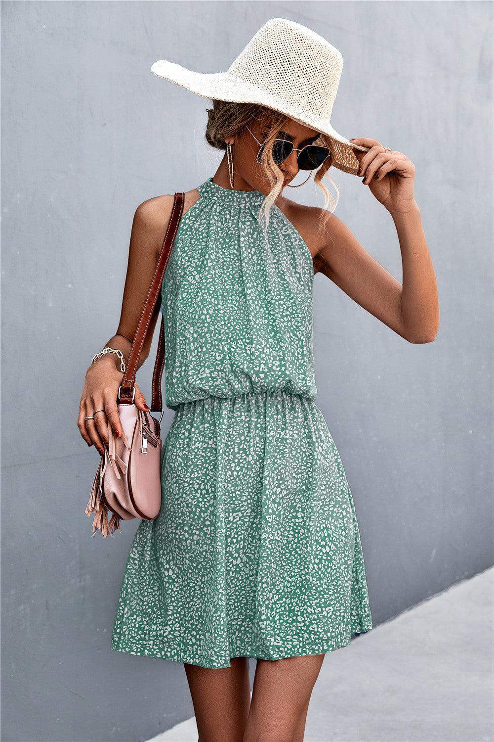 Floral Tied Sleeveless Mini Dress - Trendsi - Flyclothing LLC