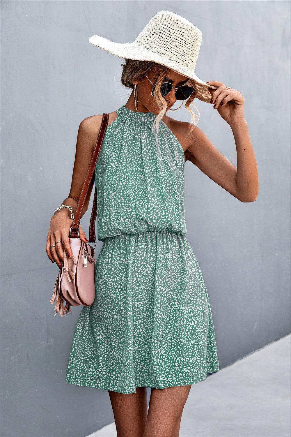 Floral Tied Sleeveless Mini Dress - Trendsi - Flyclothing LLC