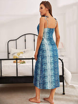 Printed Tie Shoulder Midi Night Dress - Trendsi - Flyclothing LLC