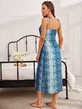 Printed Tie Shoulder Midi Night Dress - Trendsi