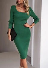 Rib-Knit Slit Sweater Dress - Trendsi - Flyclothing LLC