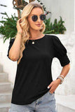Round Neck Lantern Sleeve Blouse - Trendsi - Flyclothing LLC