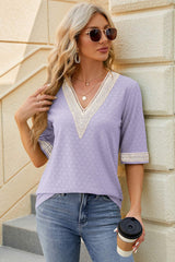 V-Neck Half Sleeve T-Shirt - Trendsi - Flyclothing LLC