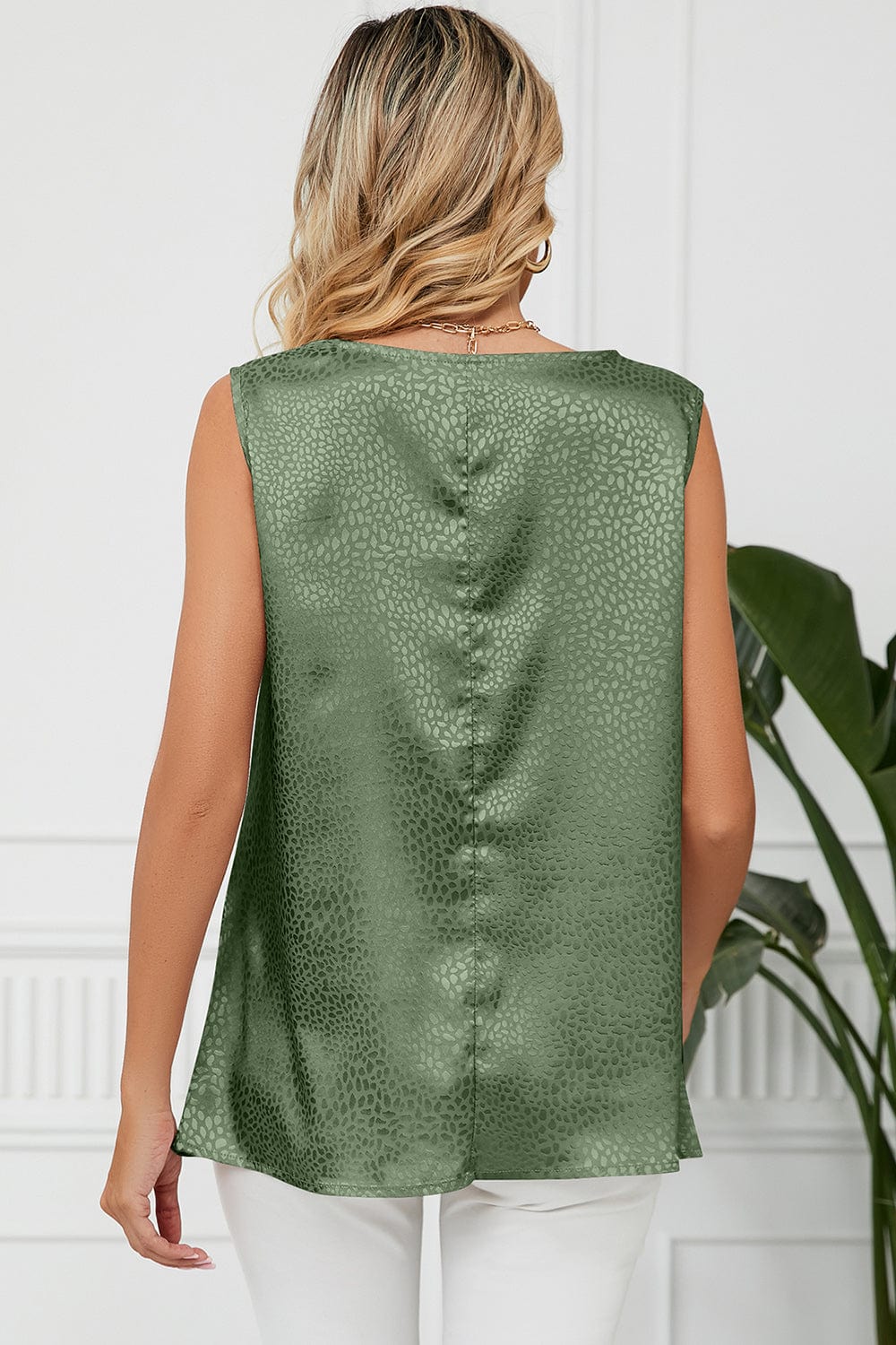 Ruched Cowl Neck Tank - Trendsi