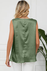 Ruched Cowl Neck Tank - Trendsi