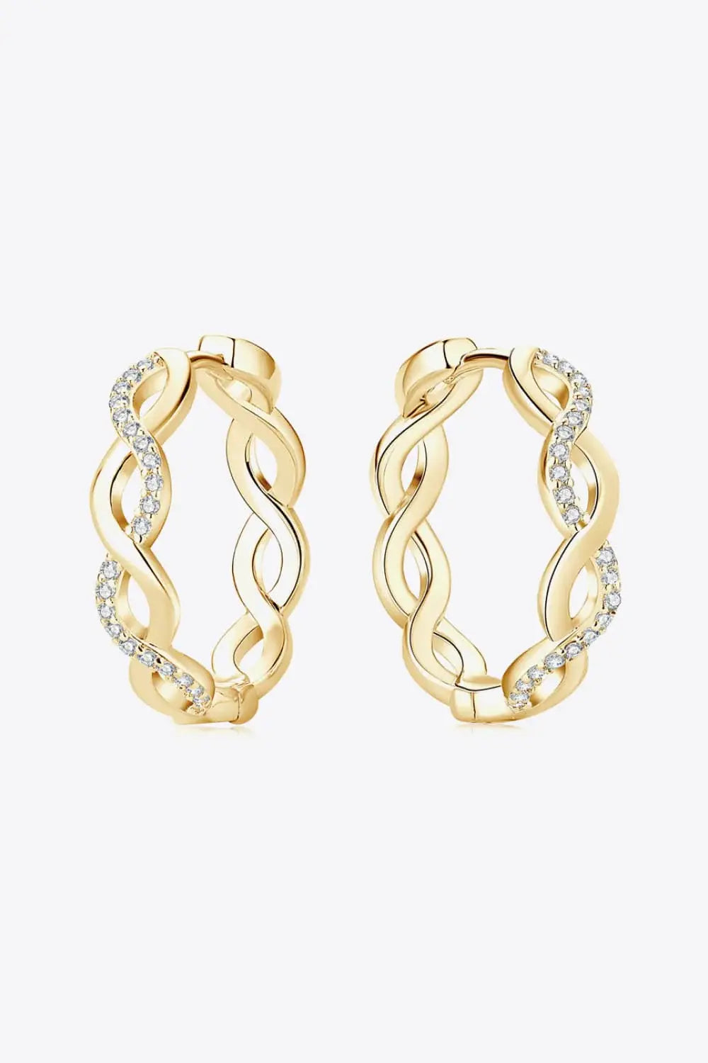 Moissanite Crisscross Hoop Earrings - Trendsi - Flyclothing LLC