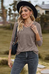 Drawstring Dropped Shoulder Hooded T-Shirt - Trendsi - Flyclothing LLC