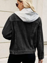 Drawstring Hooded Button Up Denim Jacket - Trendsi - Flyclothing LLC